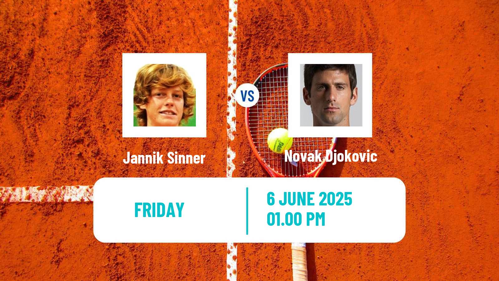 Tennis ATP Roland Garros Jannik Sinner - Novak Djokovic