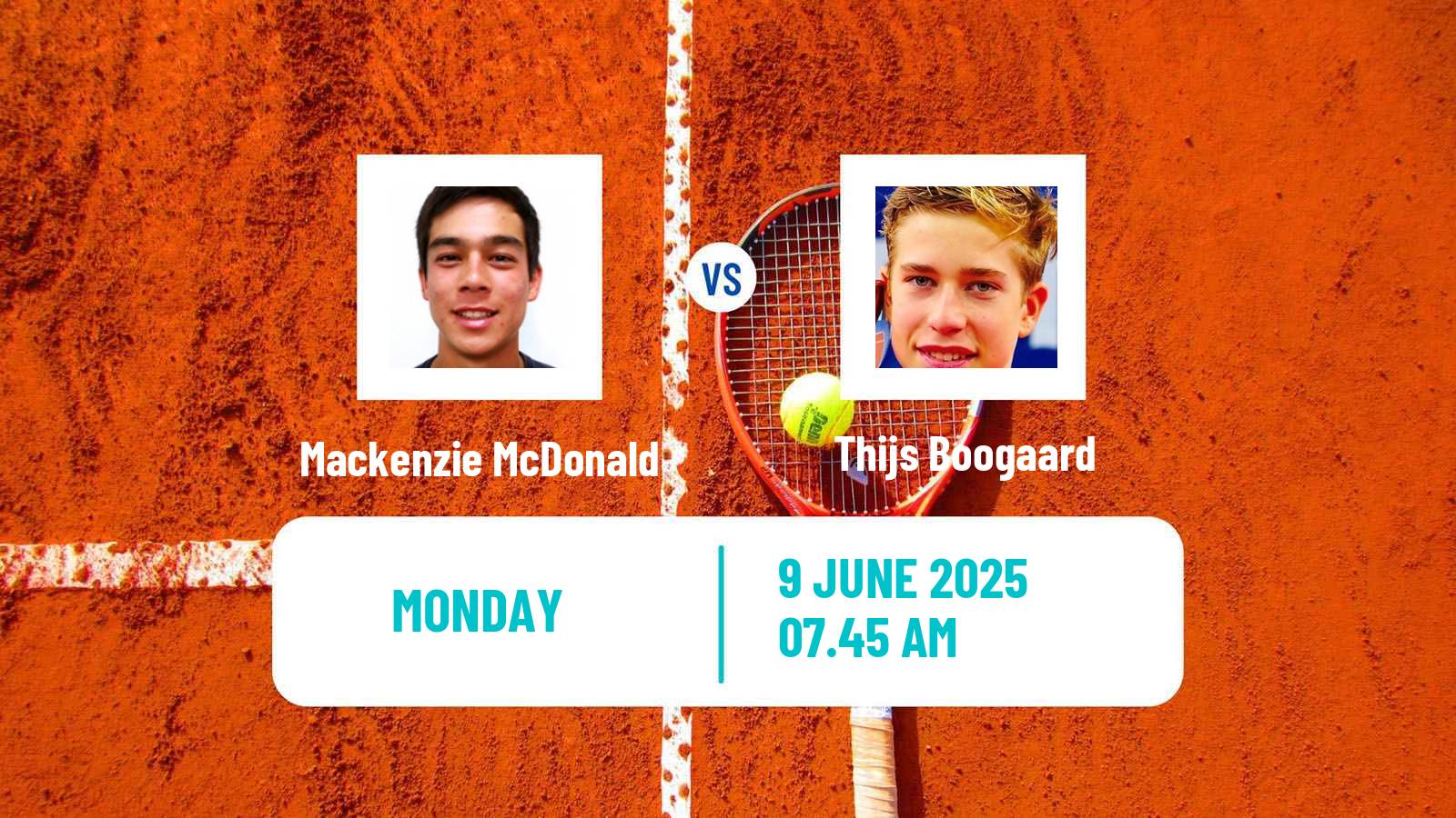 Tennis ATP Hertogenbosch Mackenzie McDonald - Thijs Boogaard
