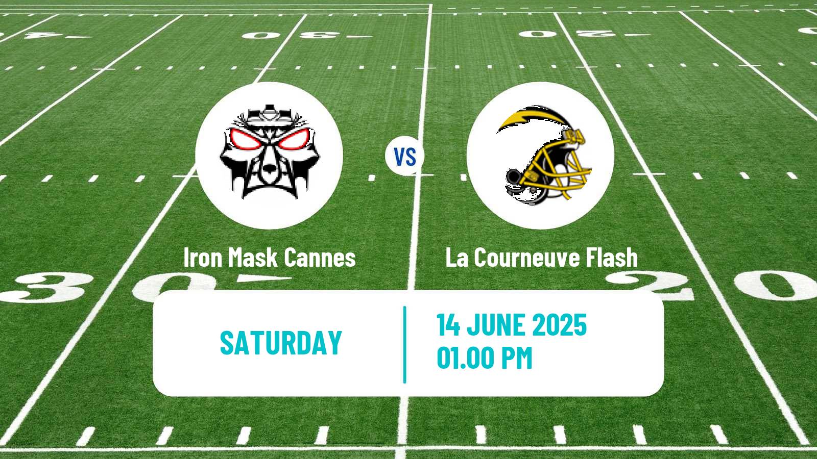 American football French Championnat Elite American Football Iron Mask Cannes - La Courneuve Flash