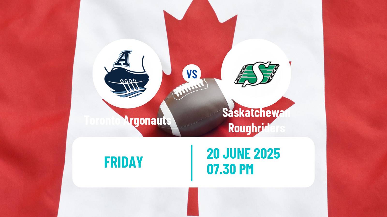 Canadian football CFL Toronto Argonauts - Saskatchewan Roughriders