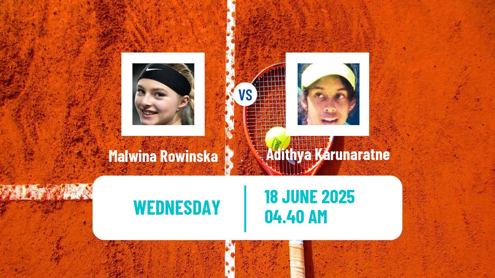 Tennis ITF W15 Monastir 24 Women Malwina Rowinska - Adithya Karunaratne