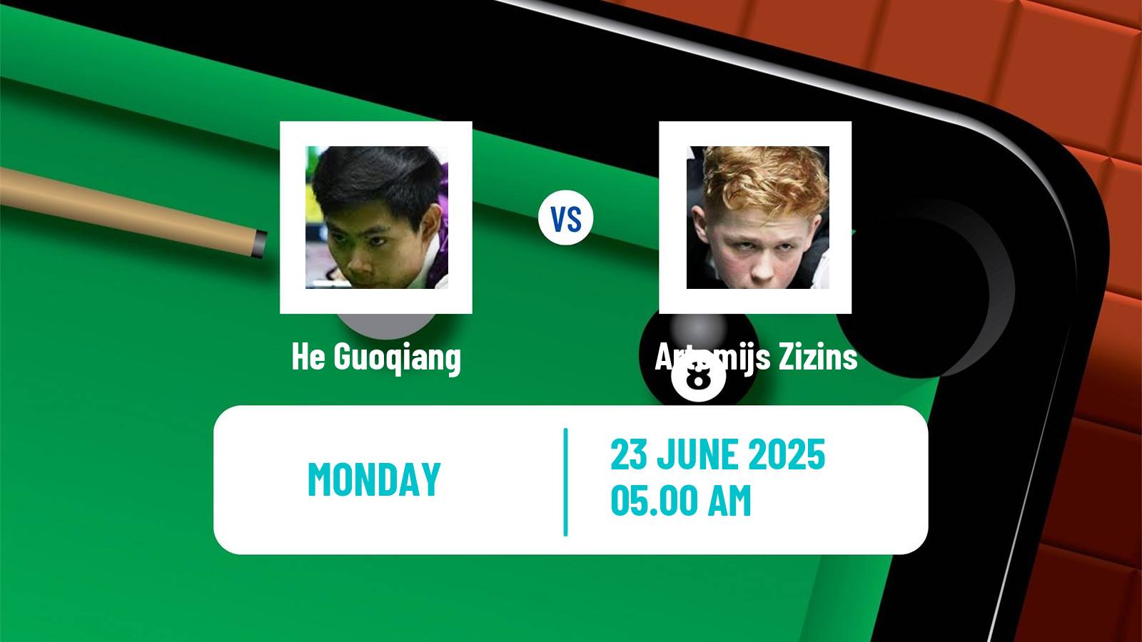 Snooker Wuhan Open He Guoqiang - Artemijs Zizins