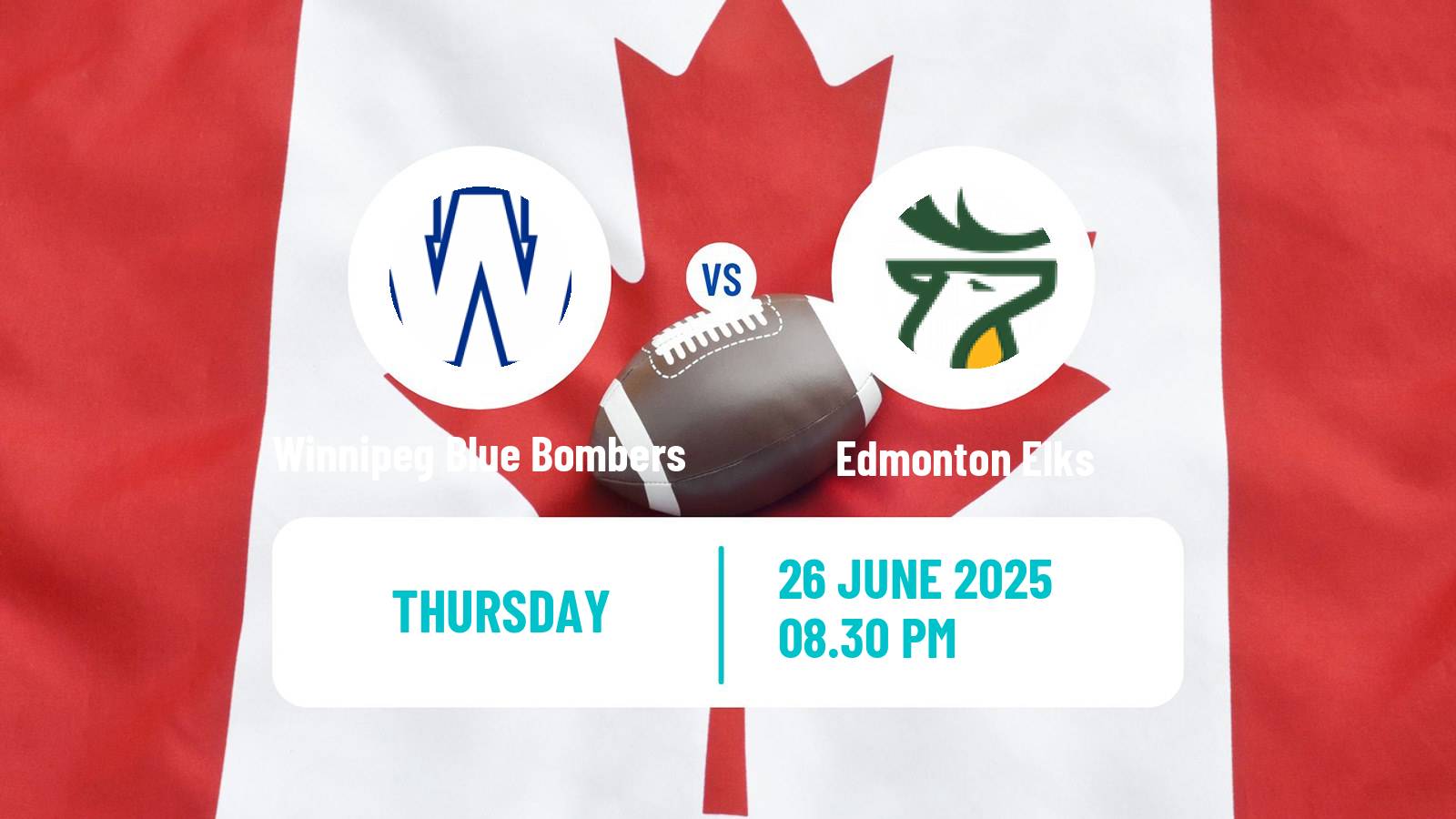 Canadian football CFL Winnipeg Blue Bombers - Edmonton Elks