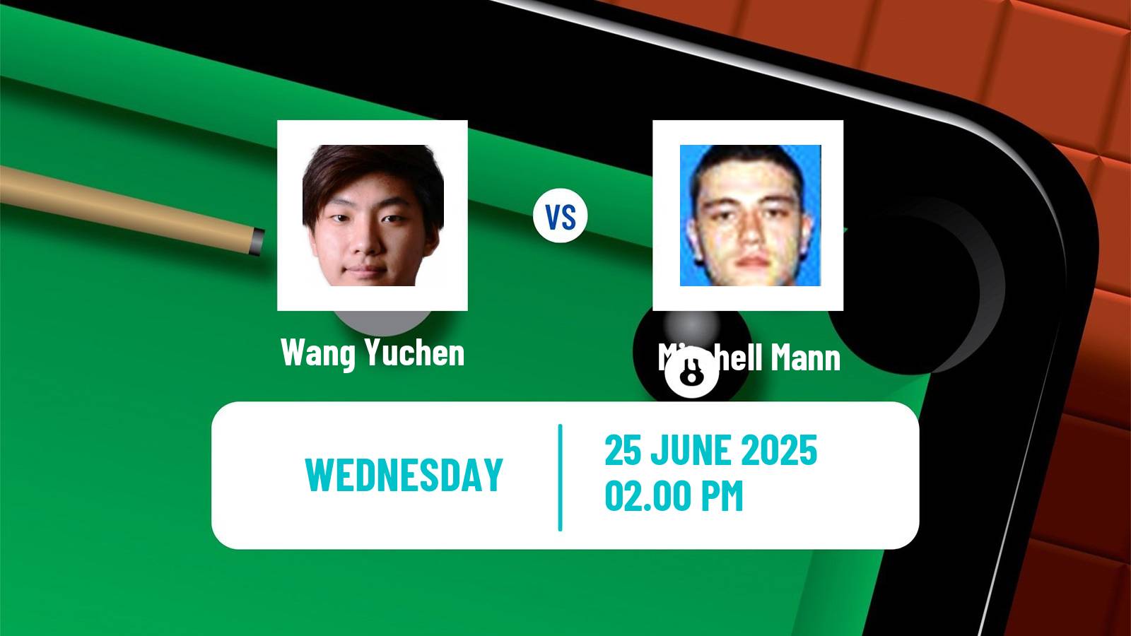 Snooker British Open Wang Yuchen - Mitchell Mann