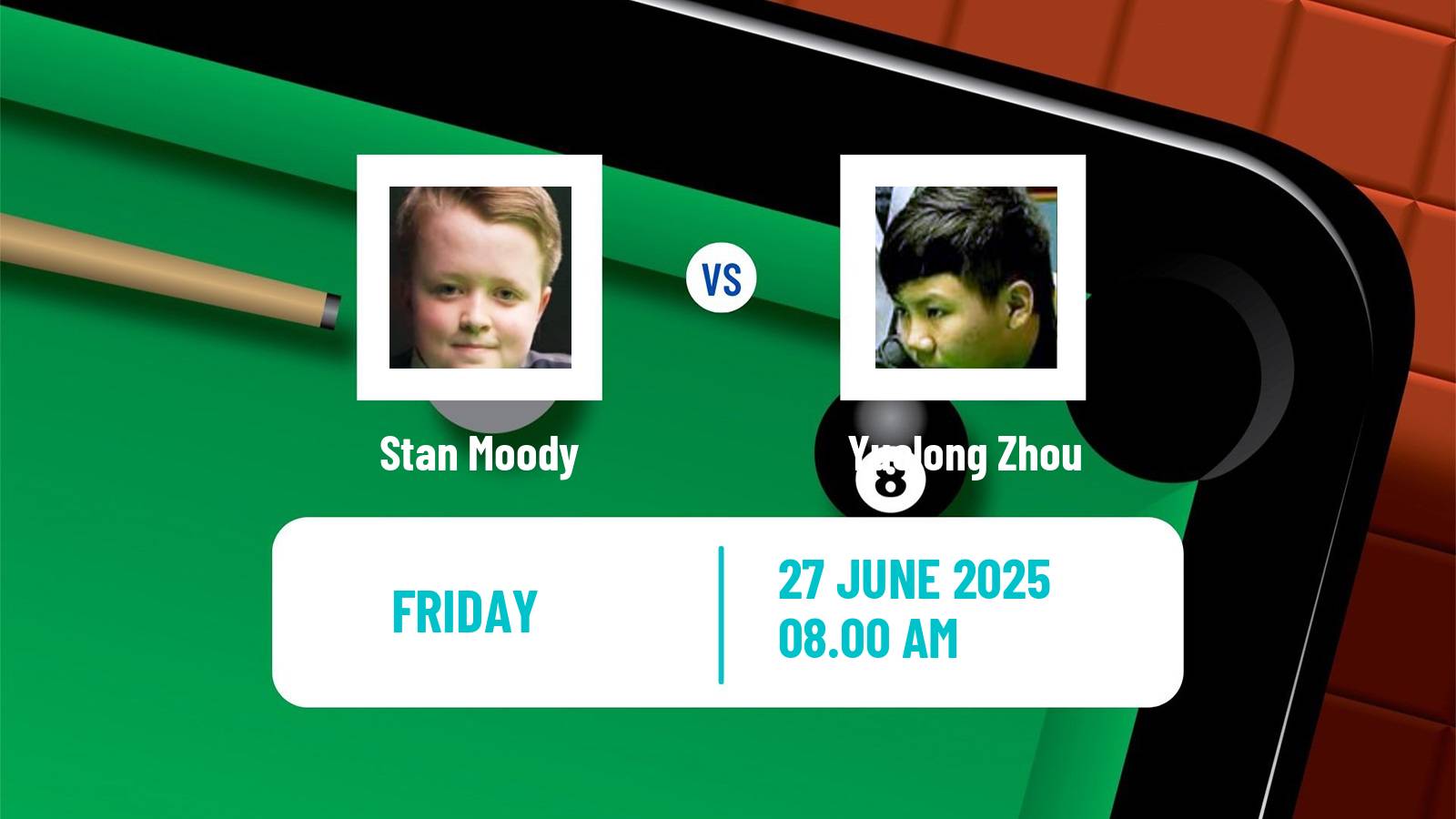 Snooker British Open Stan Moody - Yuelong Zhou