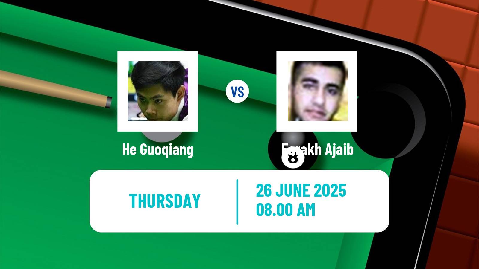 Snooker British Open He Guoqiang - Farakh Ajaib