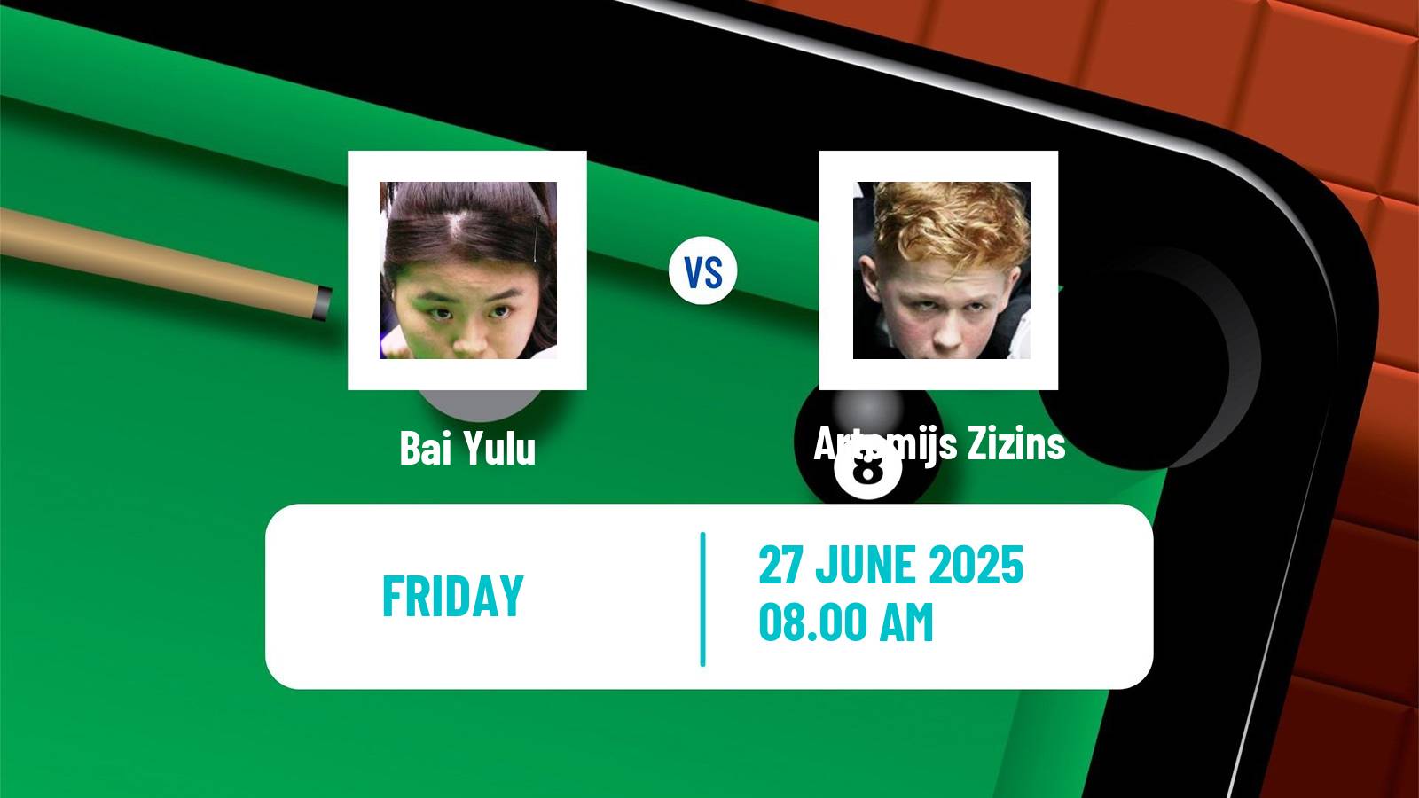 Snooker British Open Bai Yulu - Artemijs Zizins