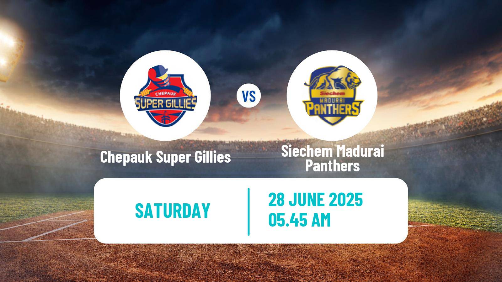Cricket Tamil Nadu Premier League Chepauk Super Gillies - Siechem Madurai Panthers