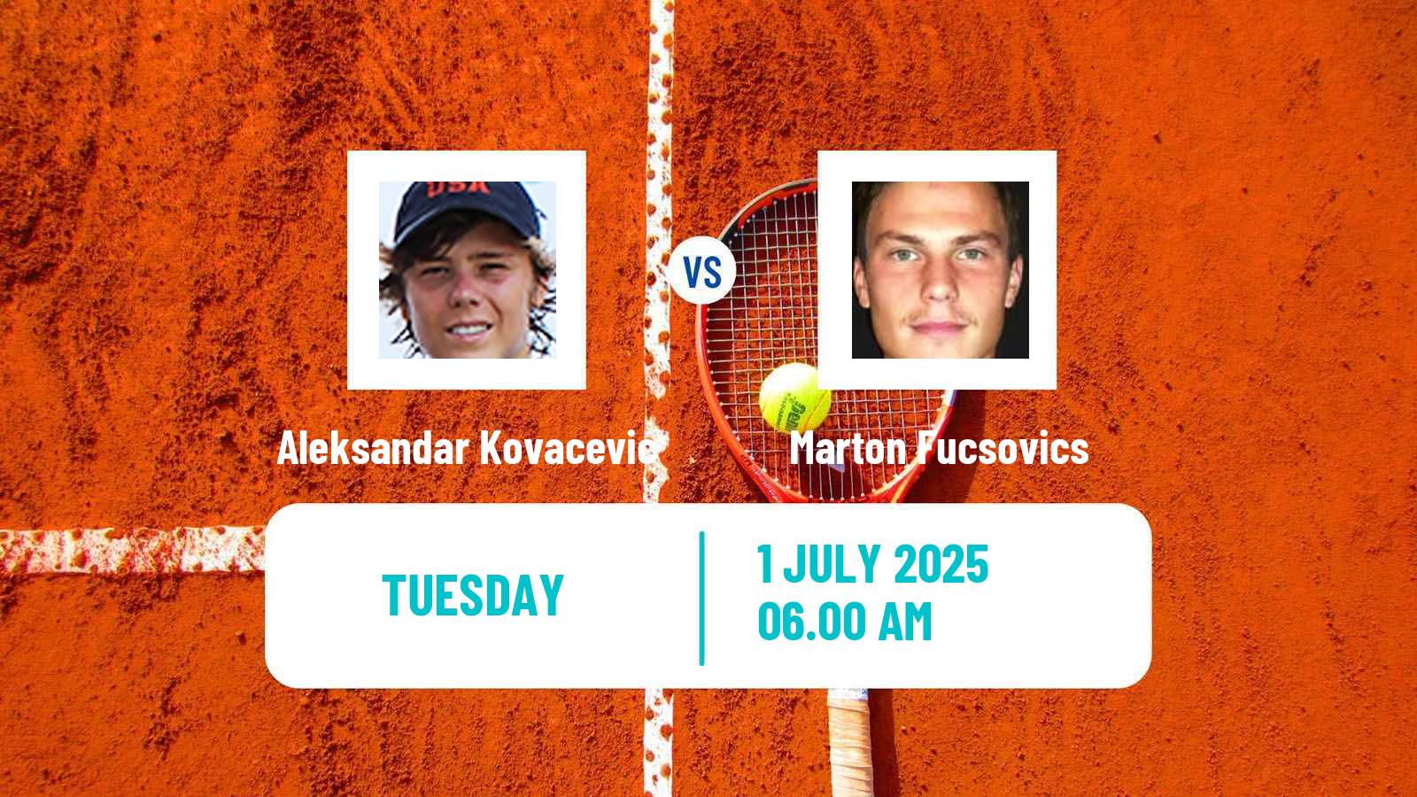 Tennis ATP Wimbledon Aleksandar Kovacevic - Marton Fucsovics