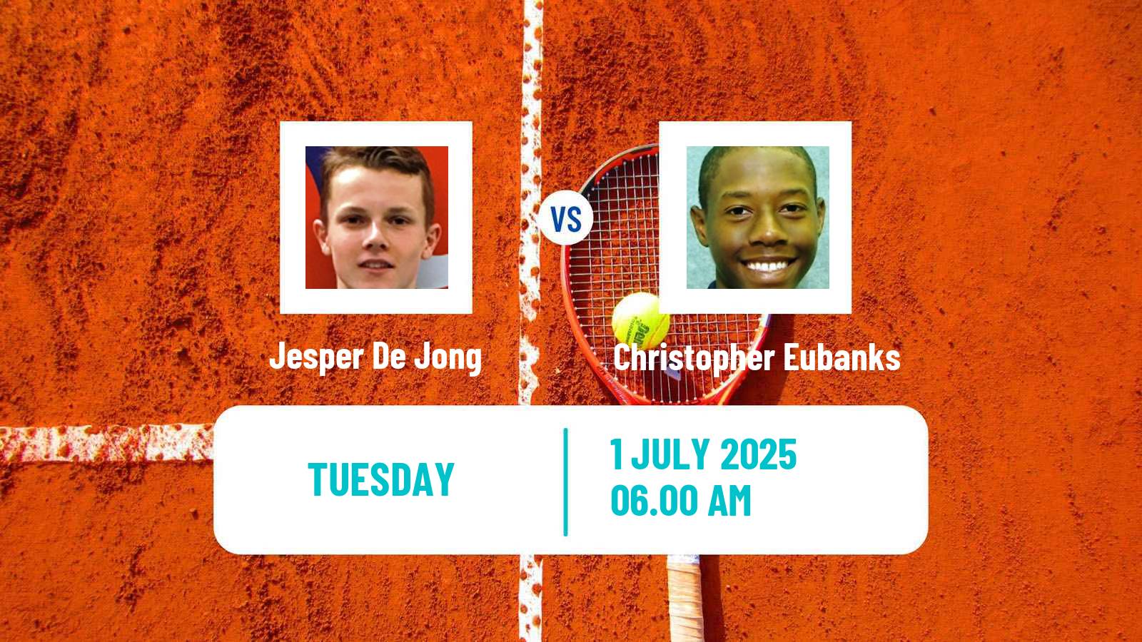 Tennis ATP Wimbledon Jesper De Jong - Christopher Eubanks
