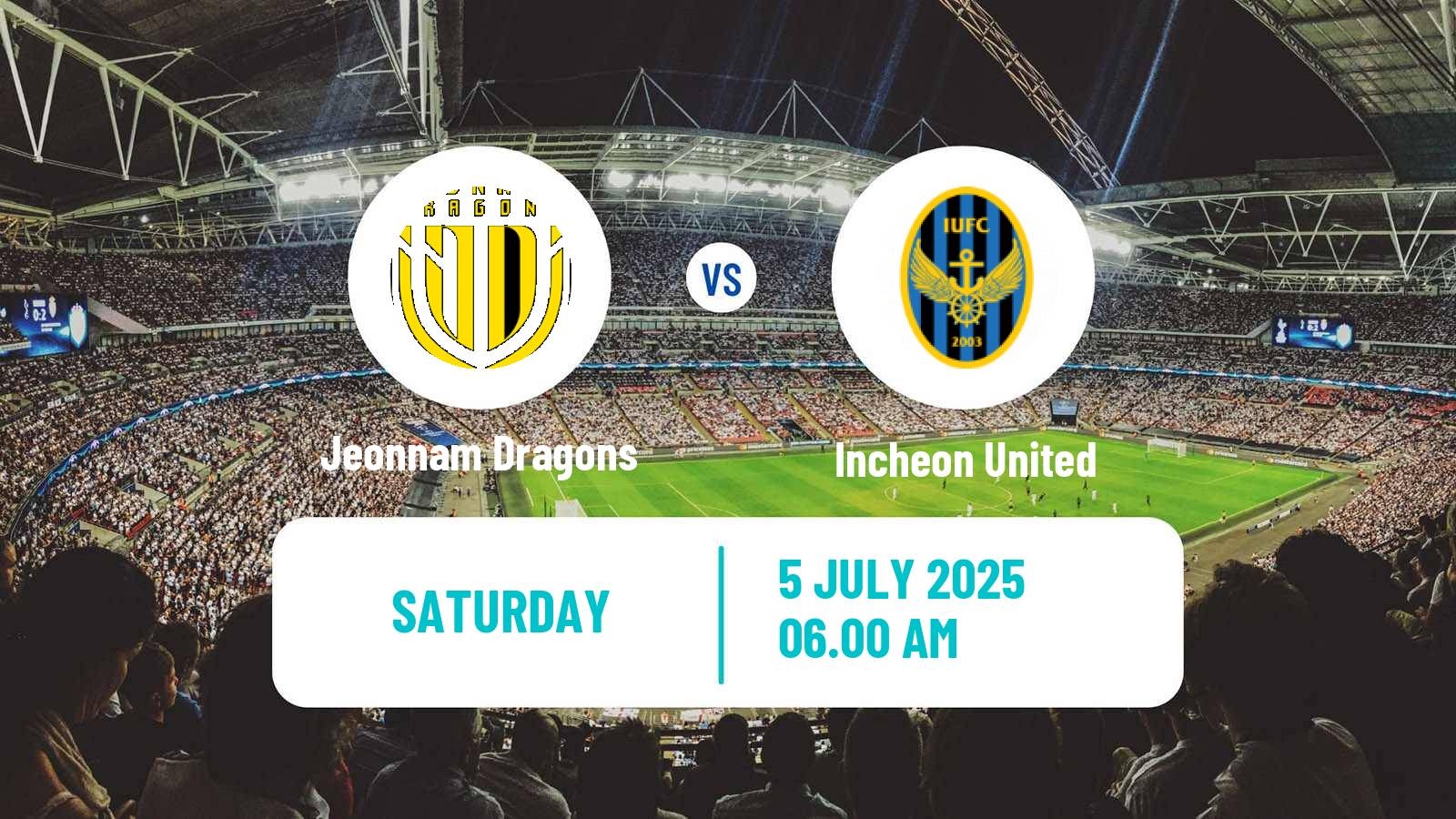 Soccer South Korean K-League 2 Jeonnam Dragons - Incheon United