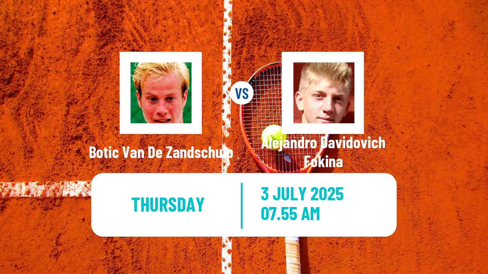 Tennis ATP Wimbledon Botic Van De Zandschulp - Alejandro Davidovich Fokina