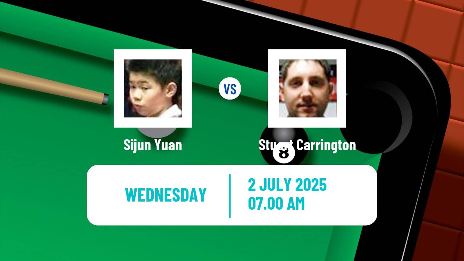 Snooker Championship League Sijun Yuan - Stuart Carrington