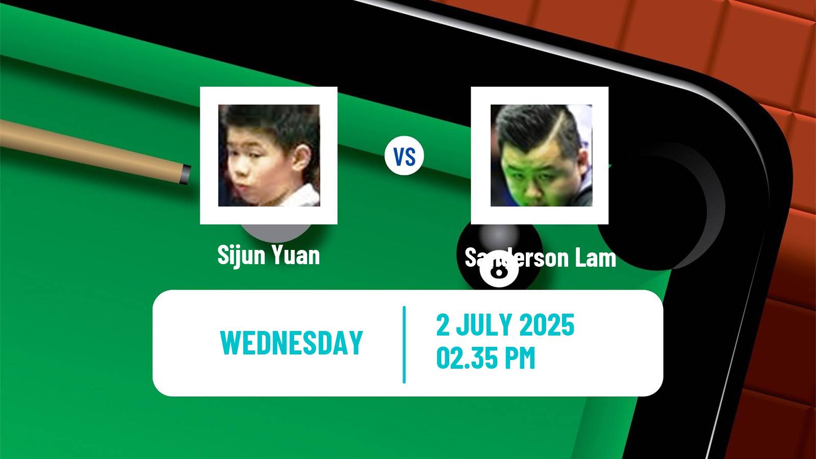 Snooker Championship League Sijun Yuan - Sanderson Lam