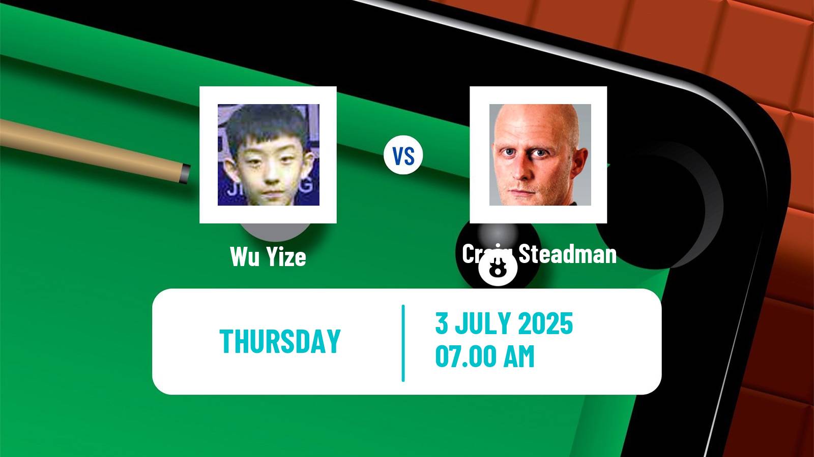 Snooker Championship League Wu Yize - Craig Steadman