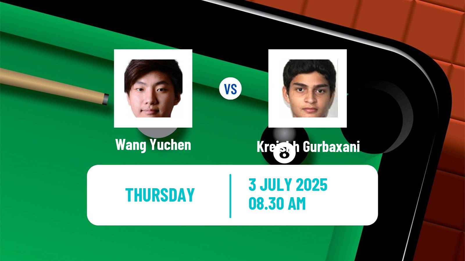 Snooker Championship League Wang Yuchen - Kreishh Gurbaxani