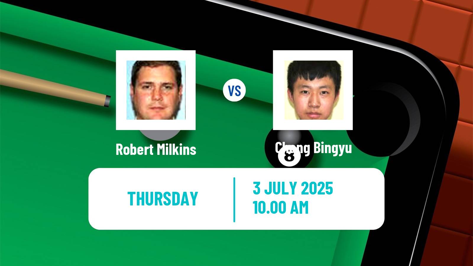 Snooker Championship League Robert Milkins - Chang Bingyu