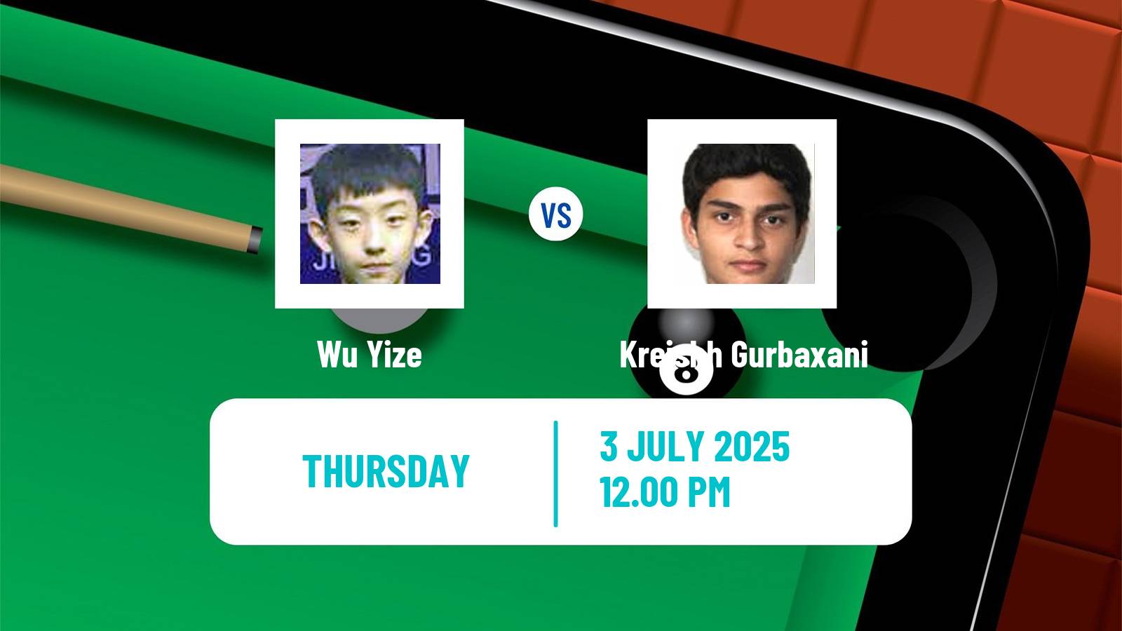 Snooker Championship League Wu Yize - Kreishh Gurbaxani