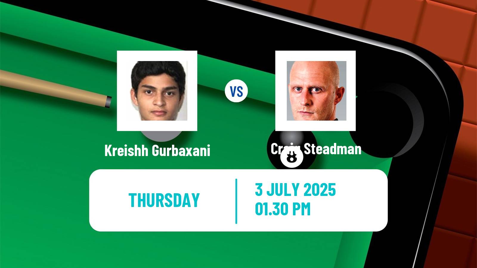 Snooker Championship League Kreishh Gurbaxani - Craig Steadman