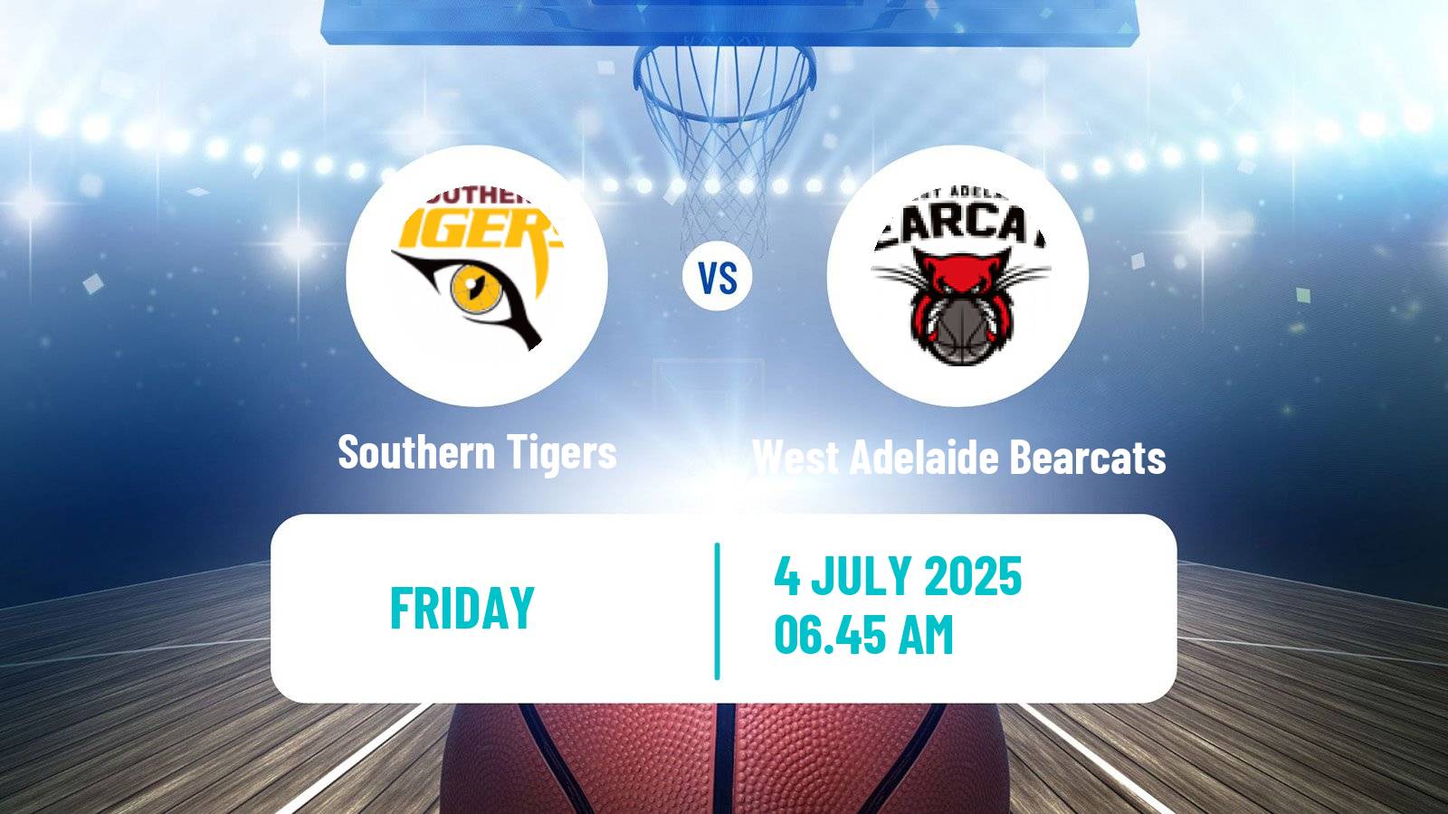 Basketball Australian NBL1 Central Southern Tigers - West Adelaide Bearcats