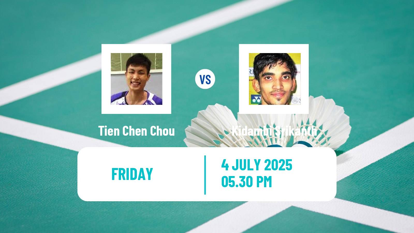 Badminton BWF World Tour Canada Open Men Tien Chen Chou - Kidambi Srikanth