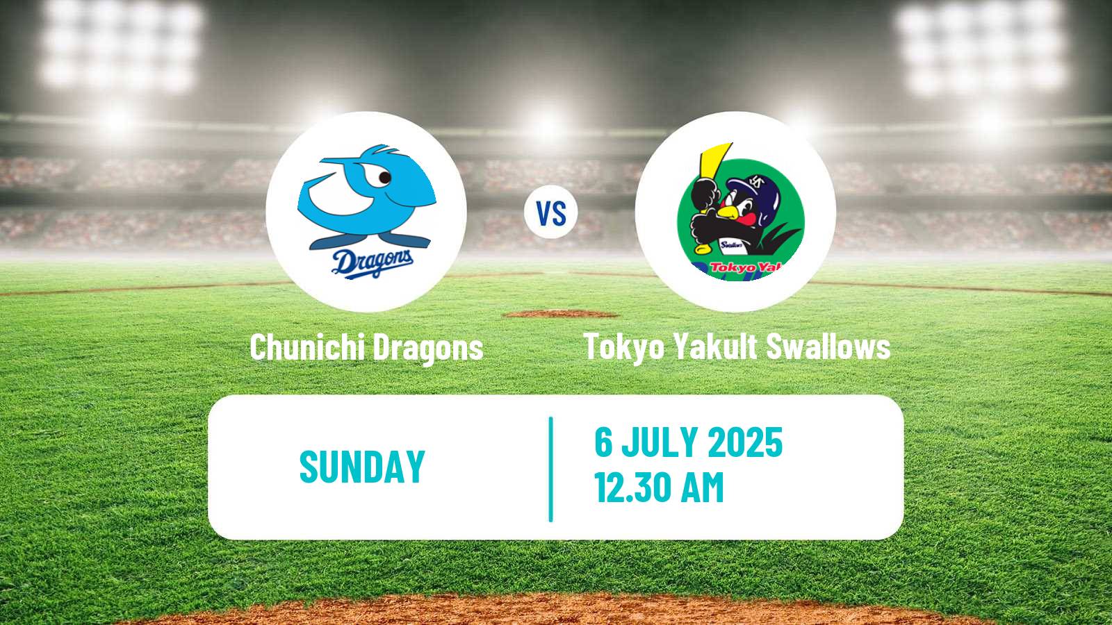 Baseball NPB Chunichi Dragons - Tokyo Yakult Swallows
