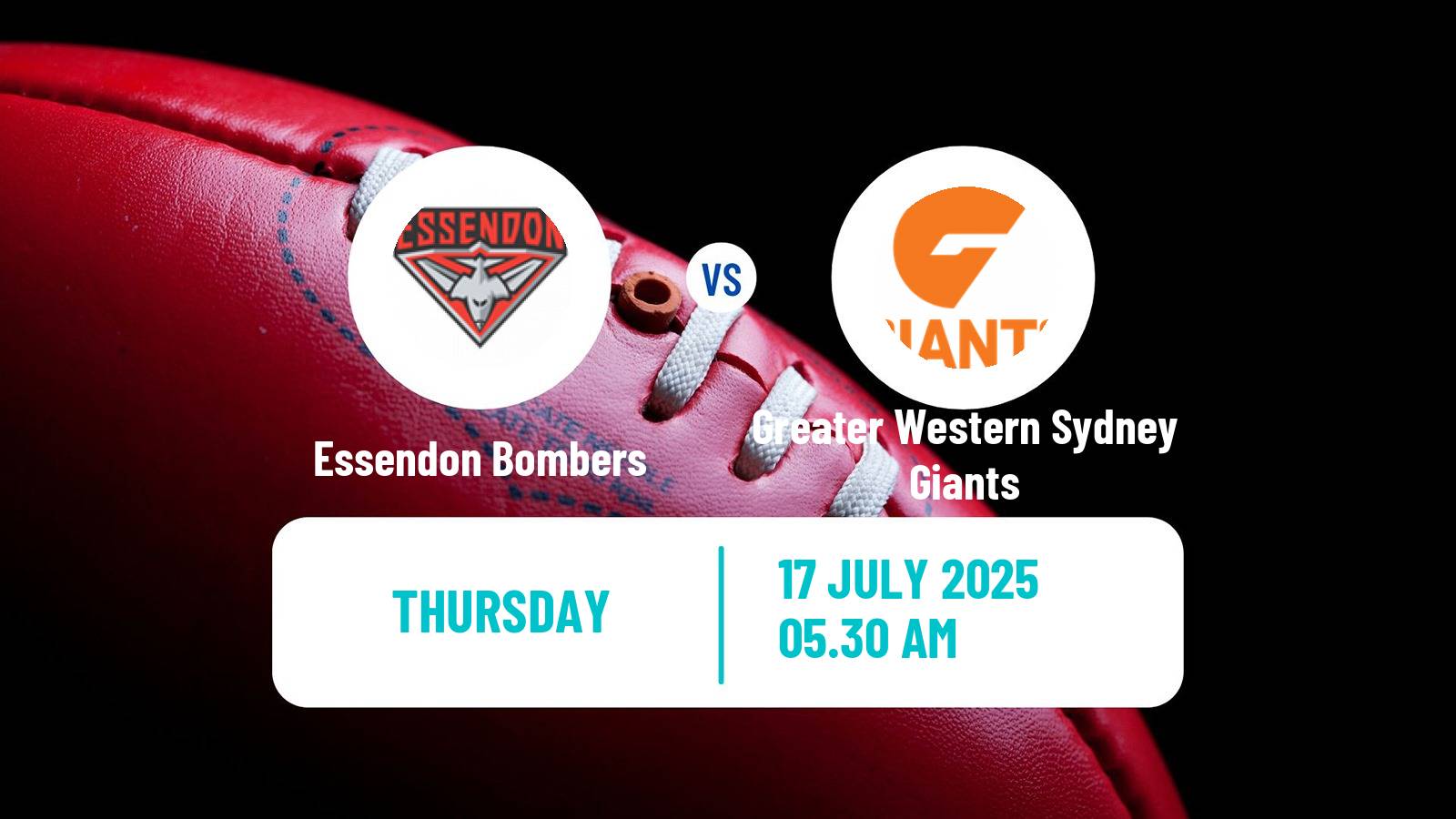 Aussie rules AFL Essendon Bombers - Greater Western Sydney Giants