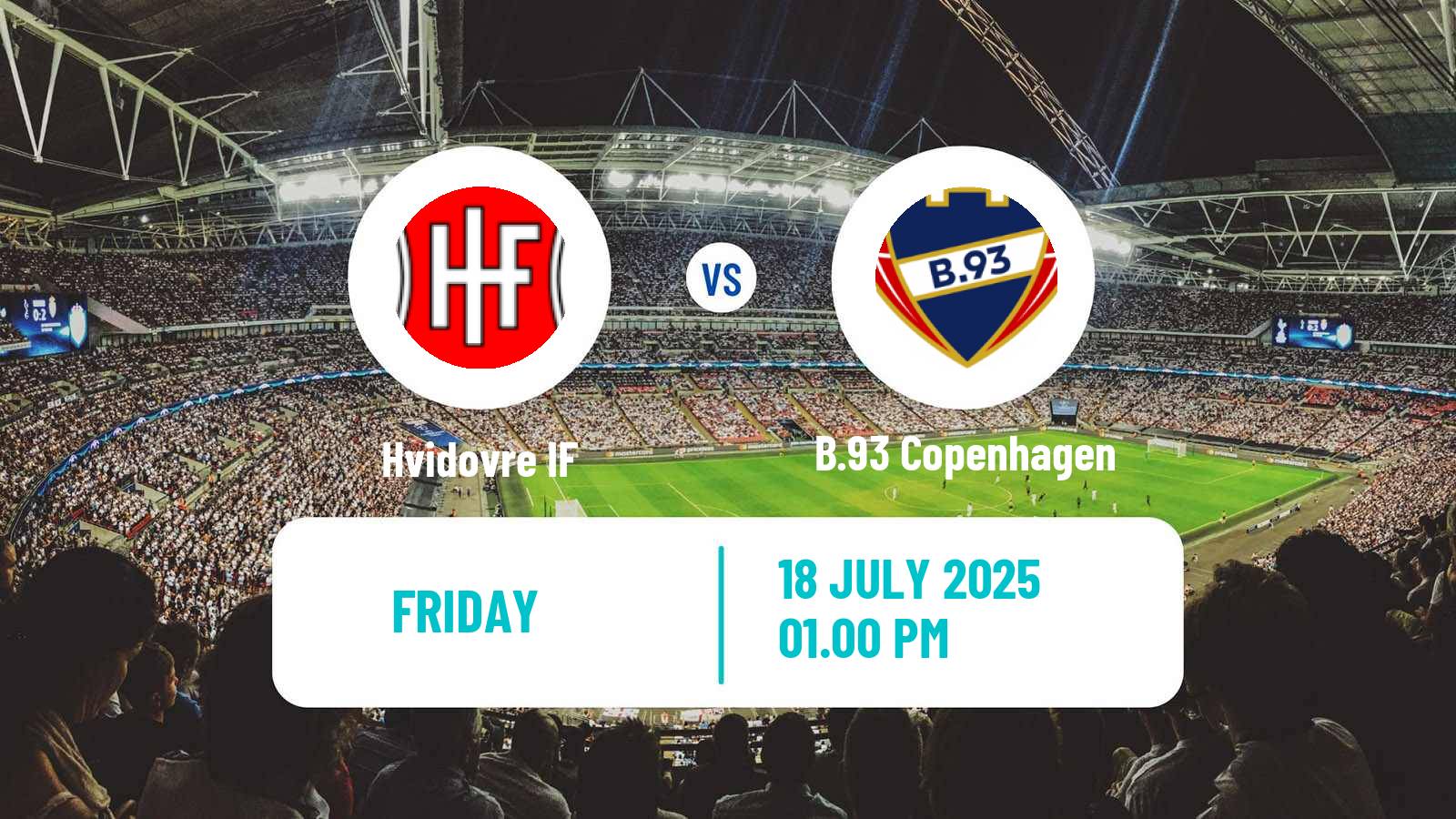 Soccer Danish 1 Division Hvidovre - B.93 Copenhagen
