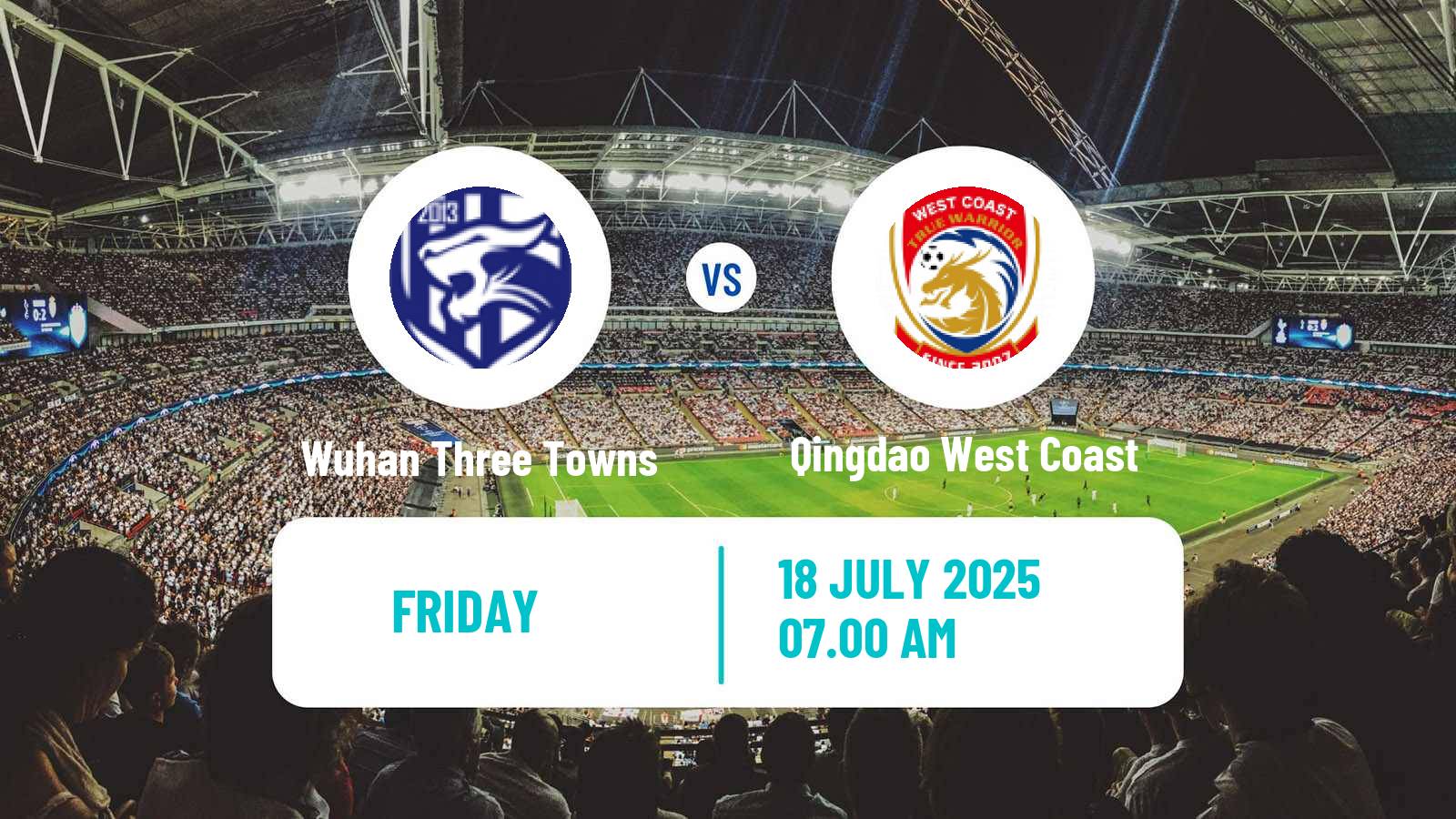 Soccer Chinese Super League Wuhan Three Towns - Qingdao West Coast