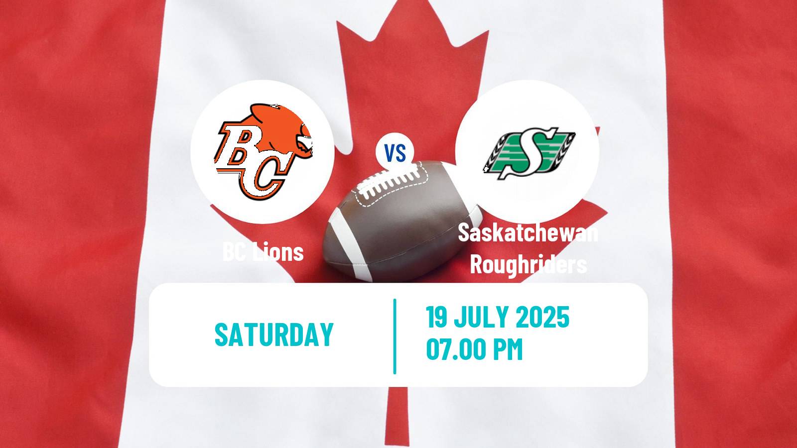 Canadian football CFL BC Lions - Saskatchewan Roughriders