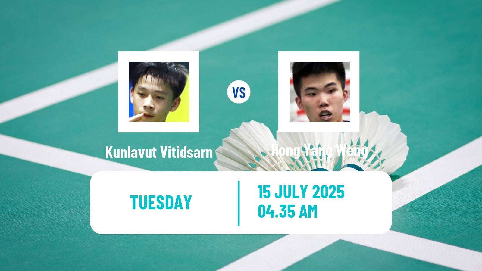 Badminton BWF World Tour Japan Open Men Kunlavut Vitidsarn - Hong Yang Weng