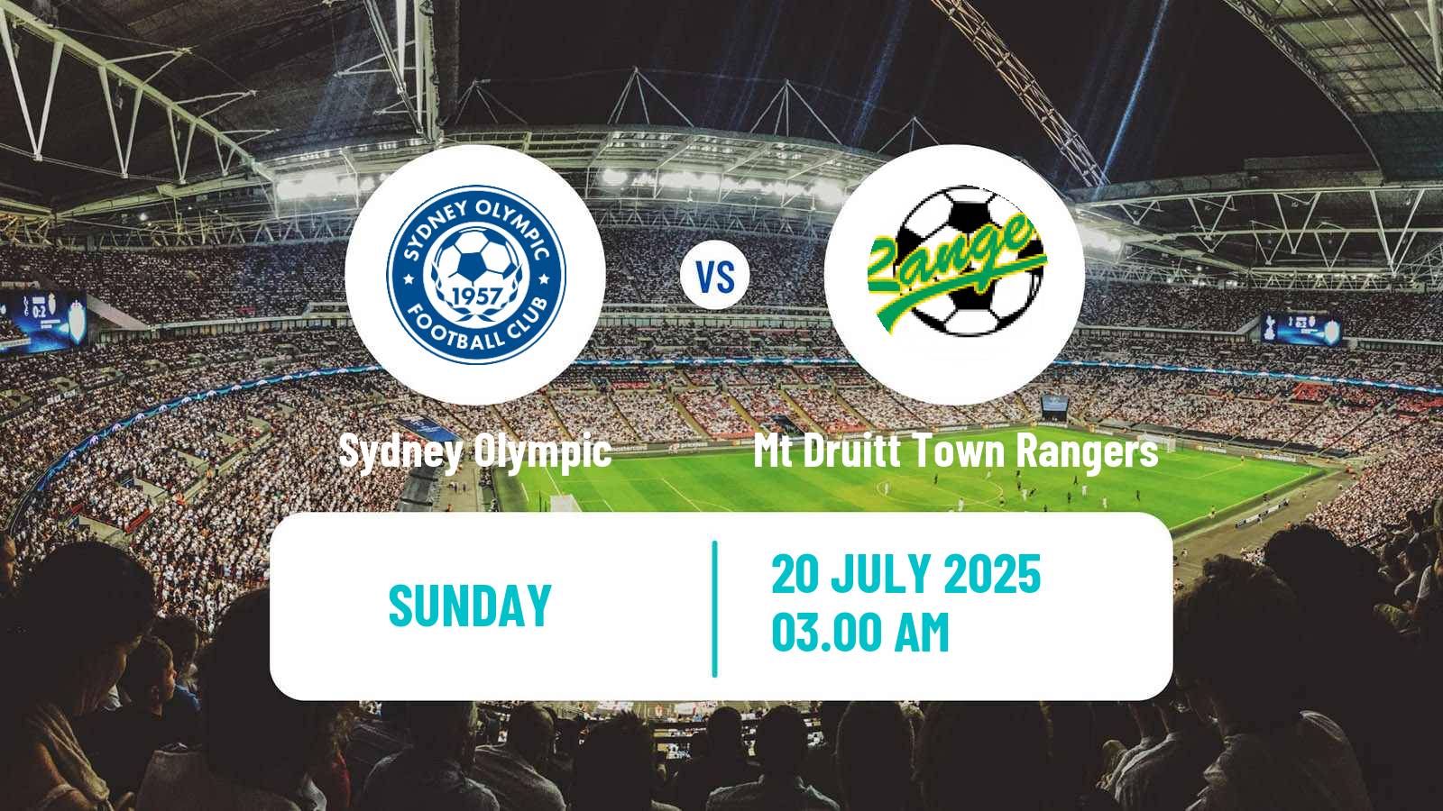 Soccer Australian NPL NSW Sydney Olympic - Mt Druitt Town Rangers