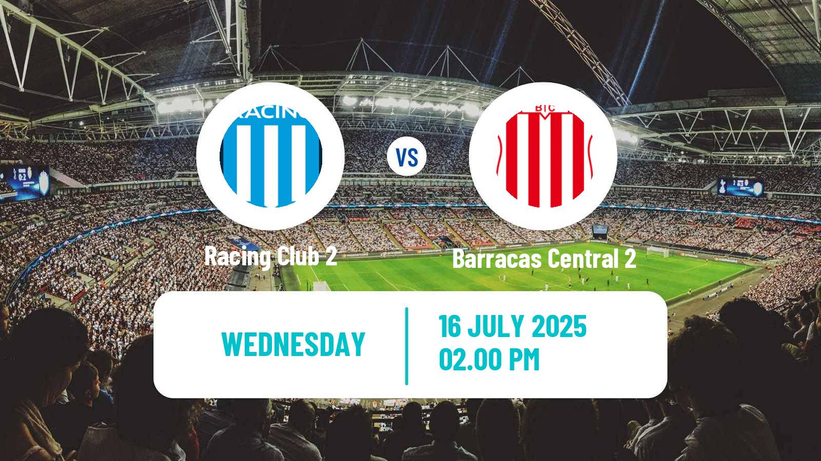 Soccer Argentinian Reserve League Racing Club 2 - Barracas Central 2