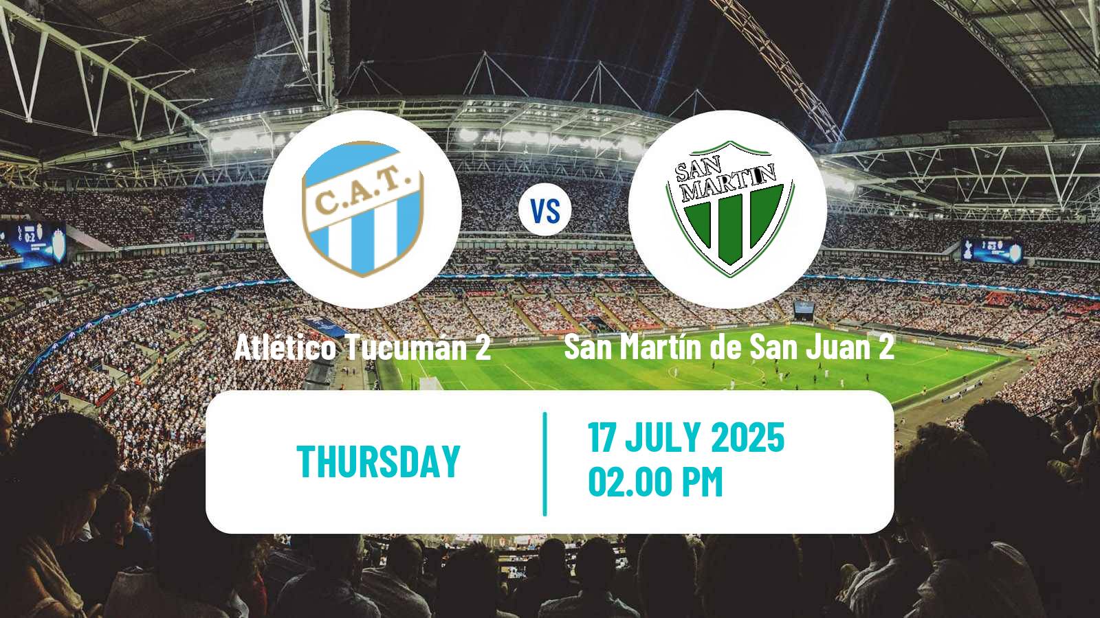 Soccer Argentinian Reserve League Atlético Tucumán 2 - San Martín de San Juan 2