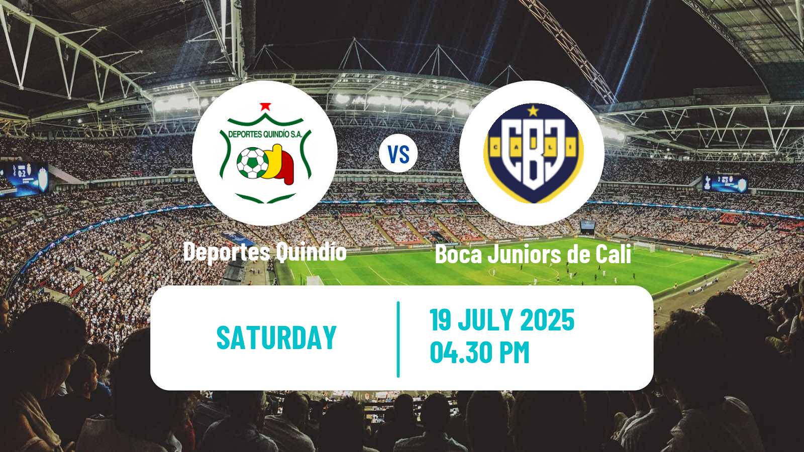 Soccer Colombian Primera B Deportes Quindío - Boca Juniors de Cali