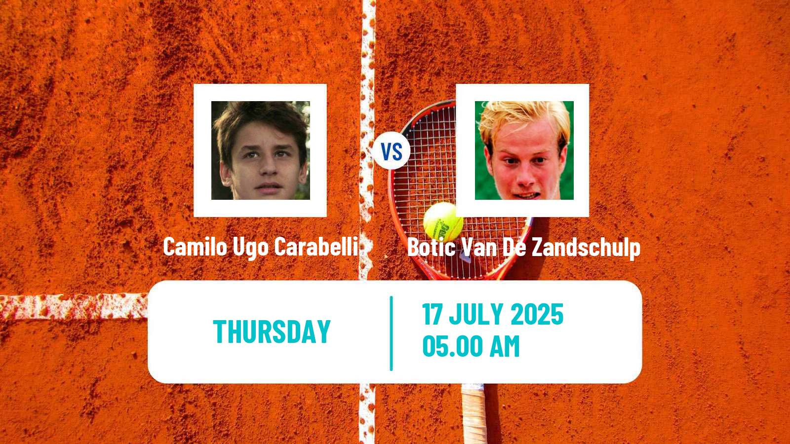 Tennis ATP Bastad Camilo Ugo Carabelli - Botic Van De Zandschulp