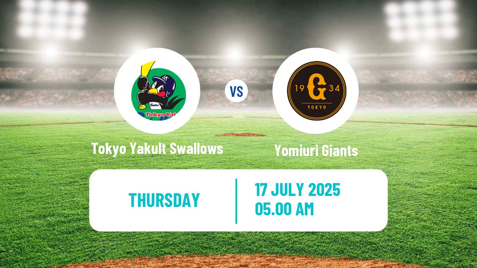Baseball NPB Tokyo Yakult Swallows - Yomiuri Giants