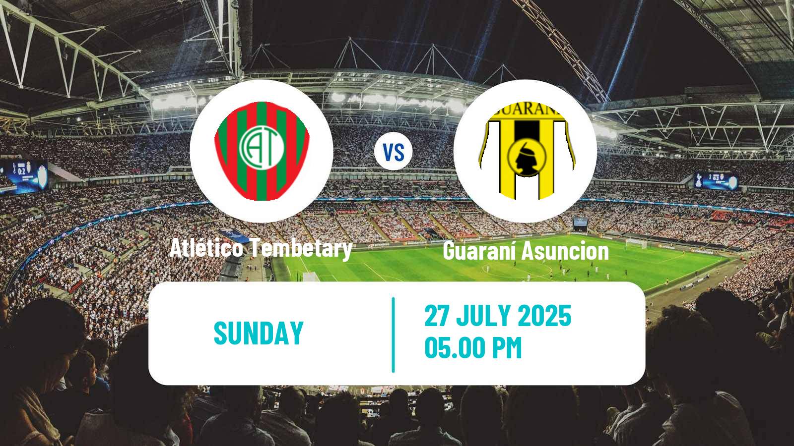 Soccer Paraguayan Primera Division Atlético Tembetary - Guaraní Asuncion