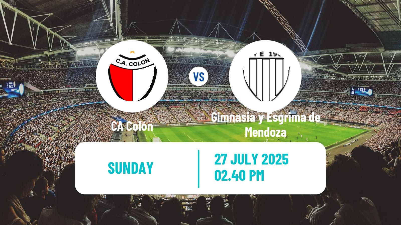 Soccer Argentinian Primera Nacional Colón - Gimnasia y Esgrima de Mendoza