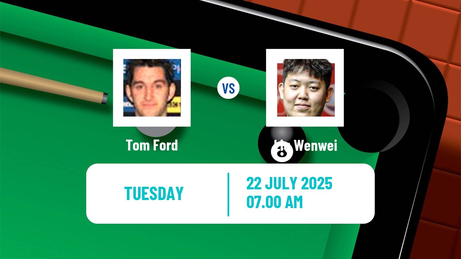 Snooker Championship League Tom Ford - Liu Wenwei