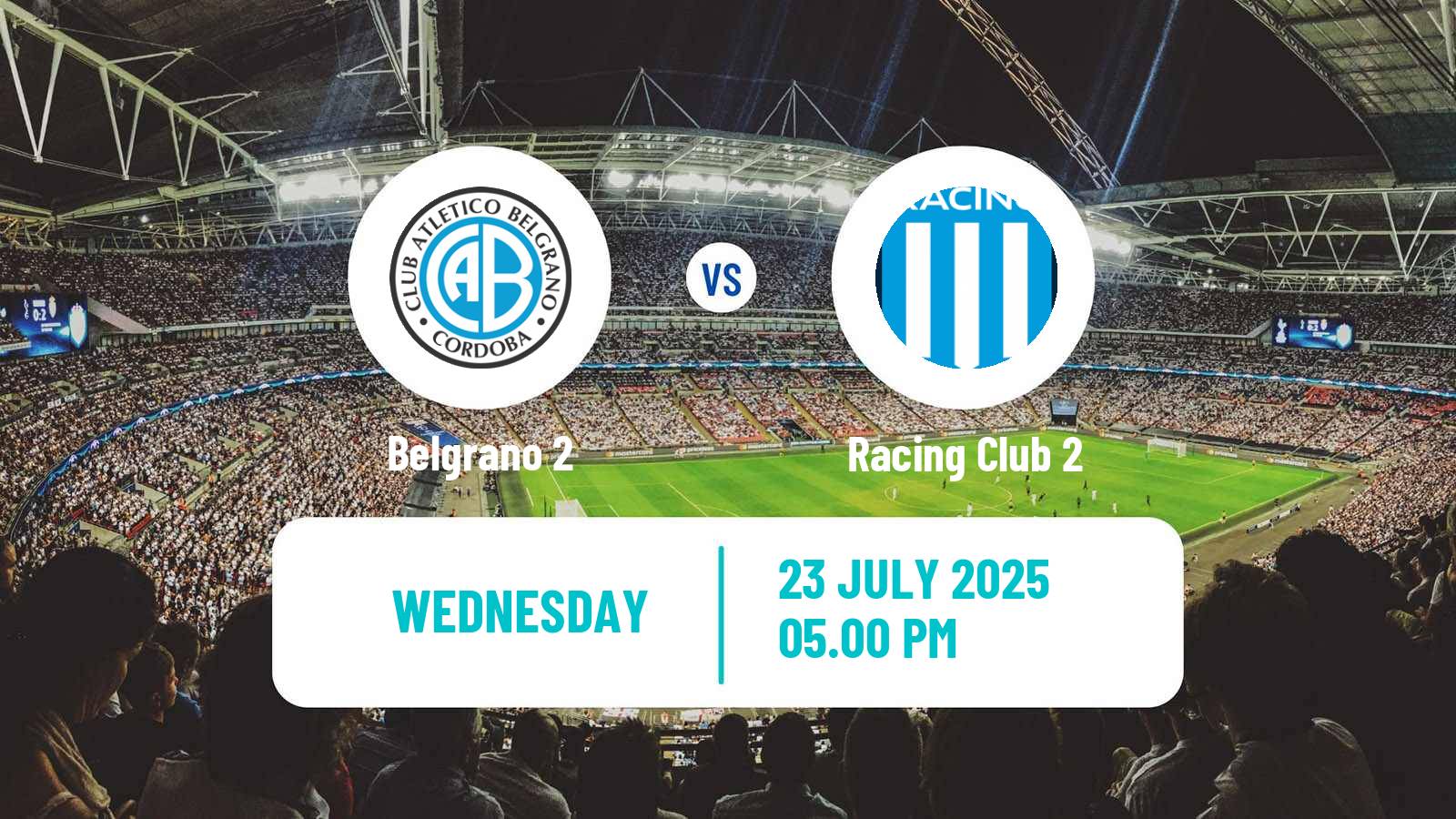 Soccer Argentinian Reserve League Belgrano 2 - Racing Club 2