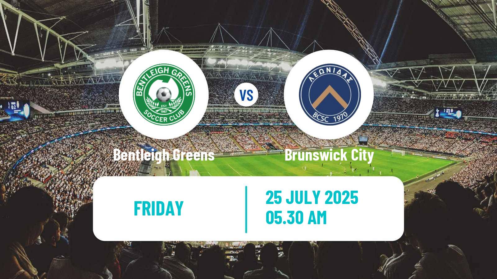 Soccer Australian Victoria Premier League Bentleigh Greens - Brunswick City