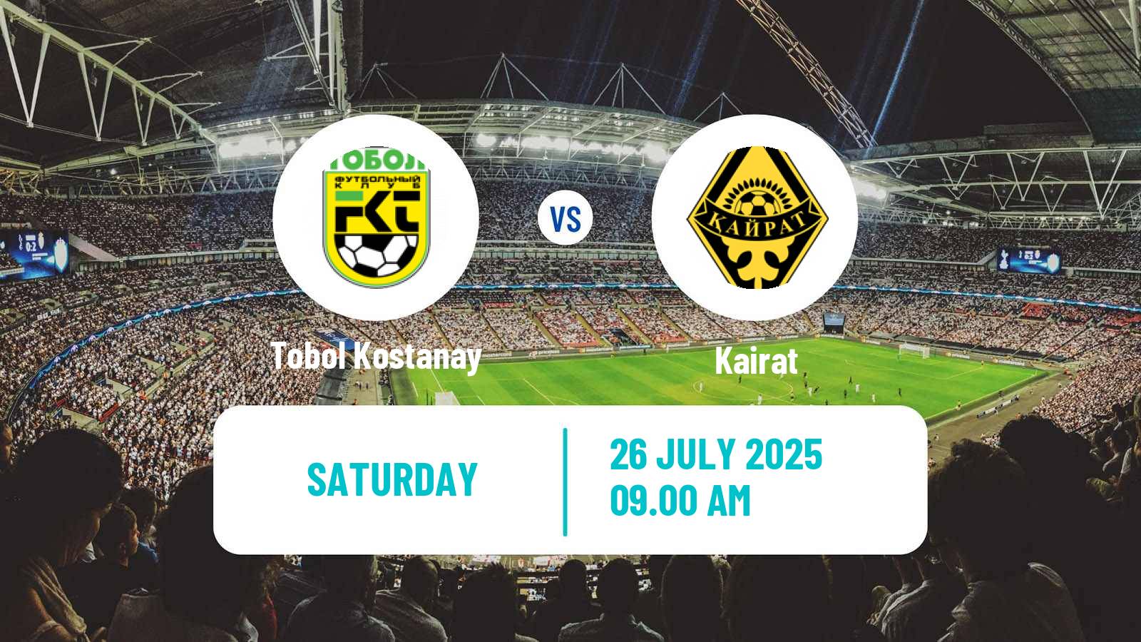 Soccer Kazakh Premier League Tobol Kostanay - Kairat