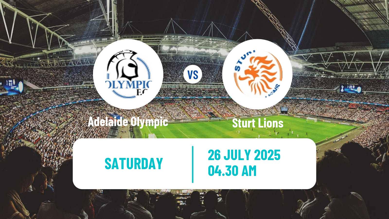 Soccer Australian SA State League Adelaide Olympic - Sturt Lions