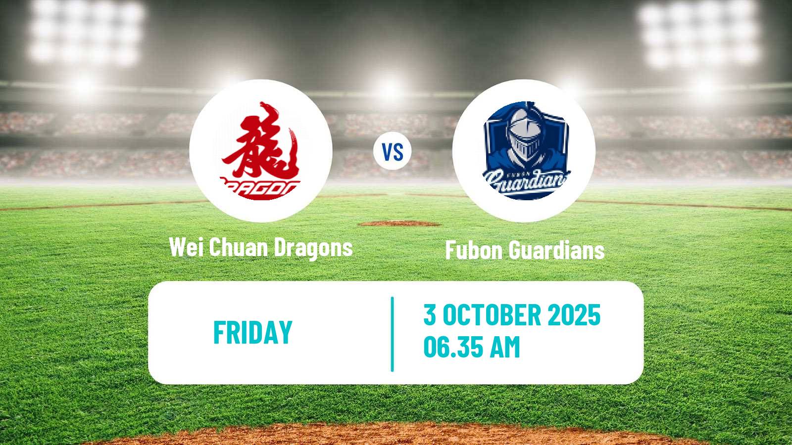 Baseball Taiwan CPBL Wei Chuan Dragons - Fubon Guardians