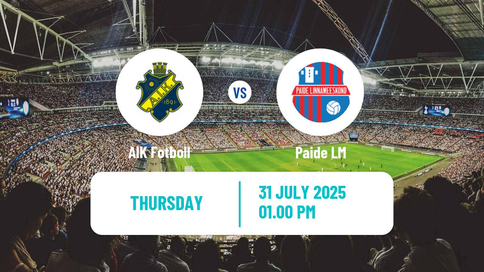 Soccer UEFA Europa Conference League AIK - Paide LM