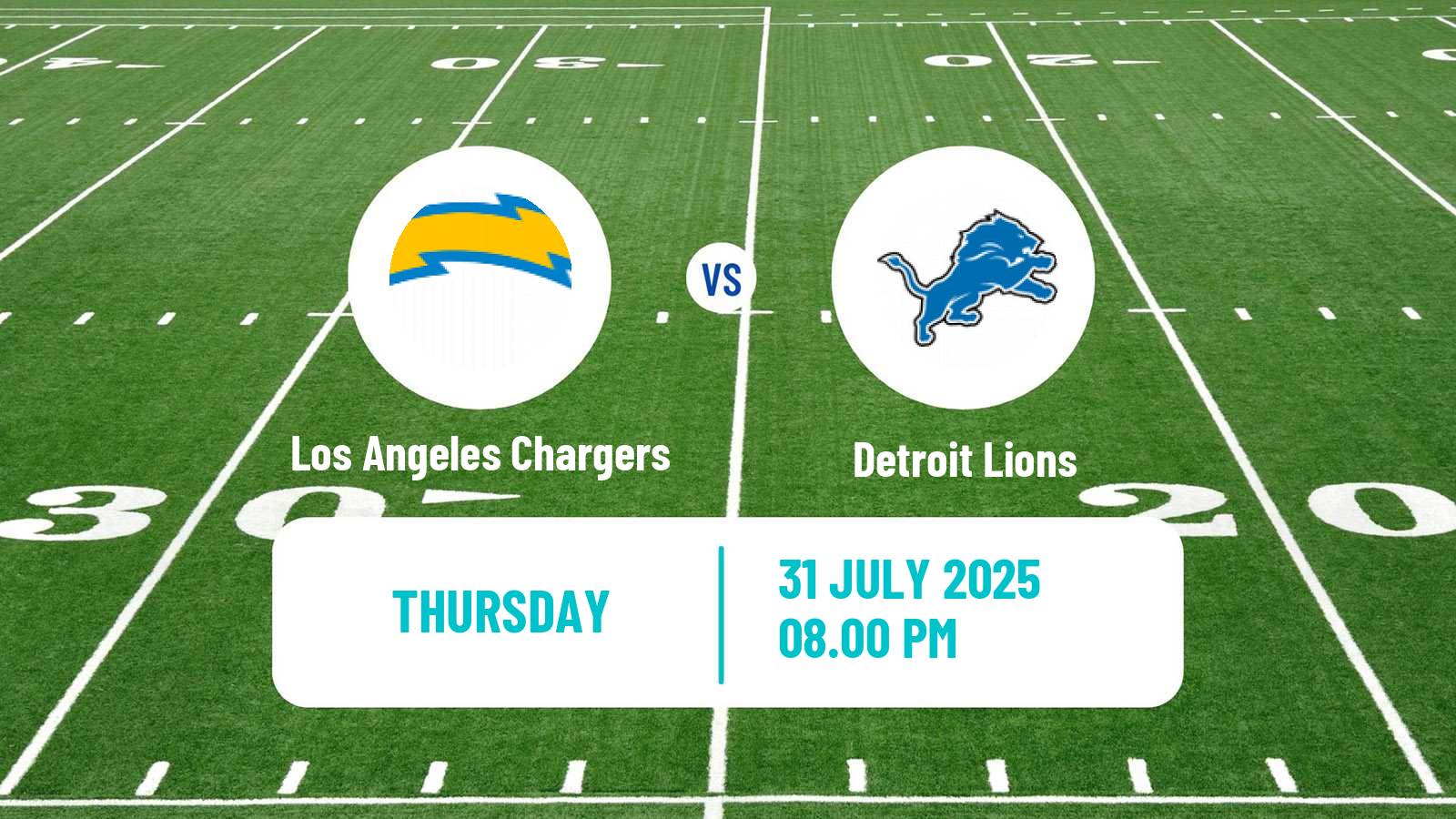 American football NFL Los Angeles Chargers - Detroit Lions