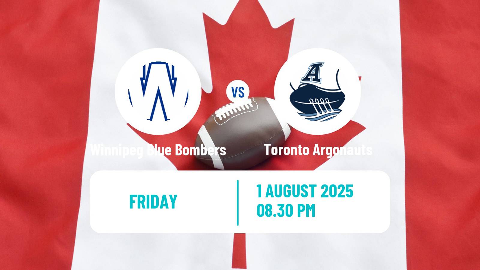 Canadian football CFL Winnipeg Blue Bombers - Toronto Argonauts