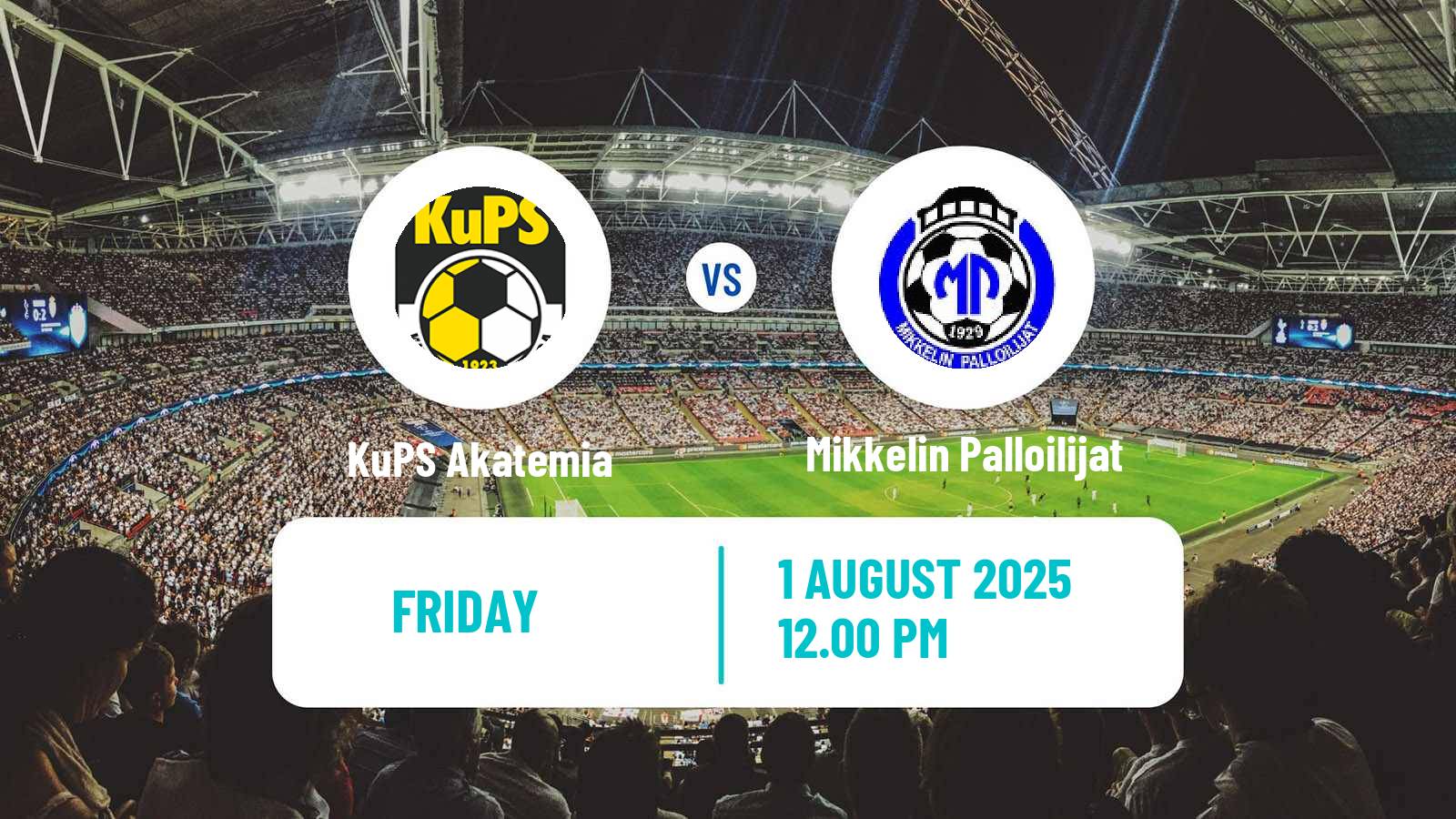 Soccer Finnish Ykkonen KuPS Akatemia - Mikkelin Palloilijat