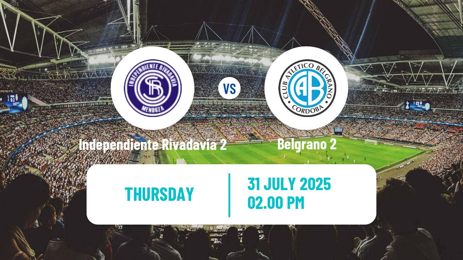 Soccer Argentinian Reserve League Independiente Rivadavia 2 - Belgrano 2